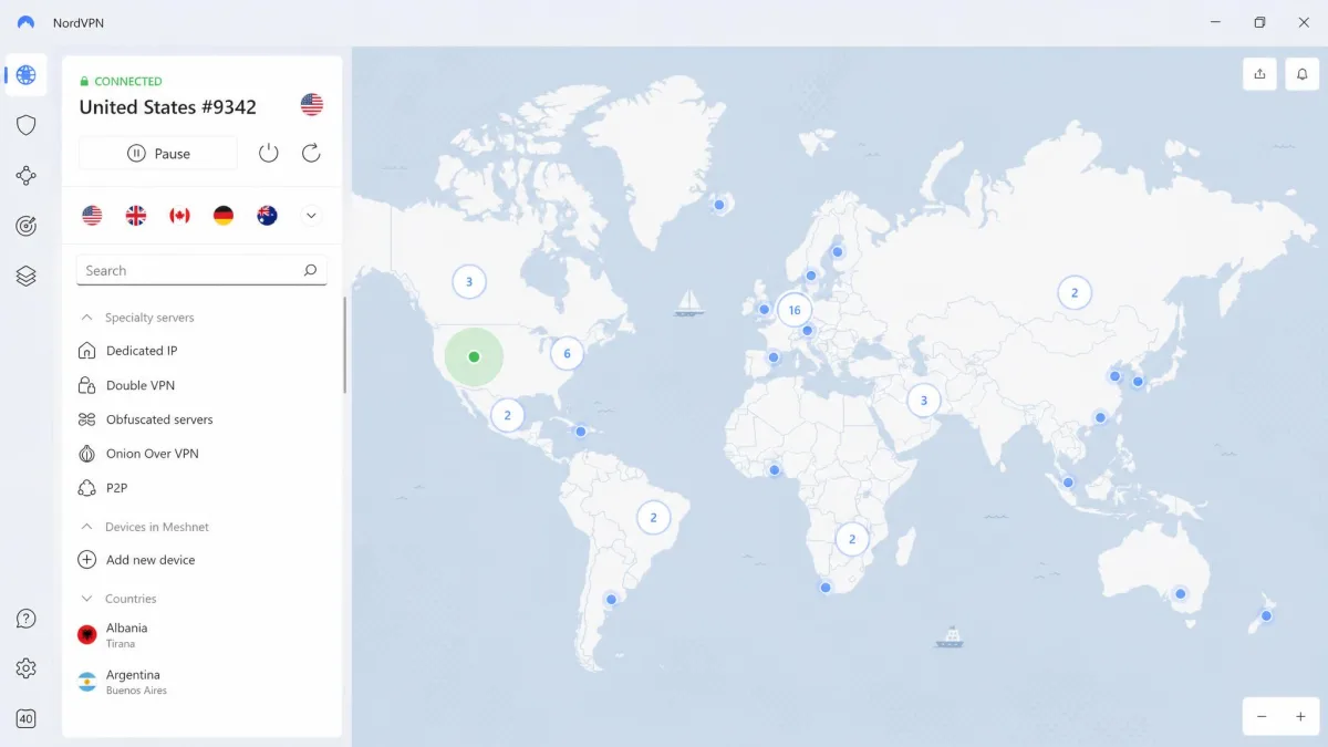 NordVPN screenshot