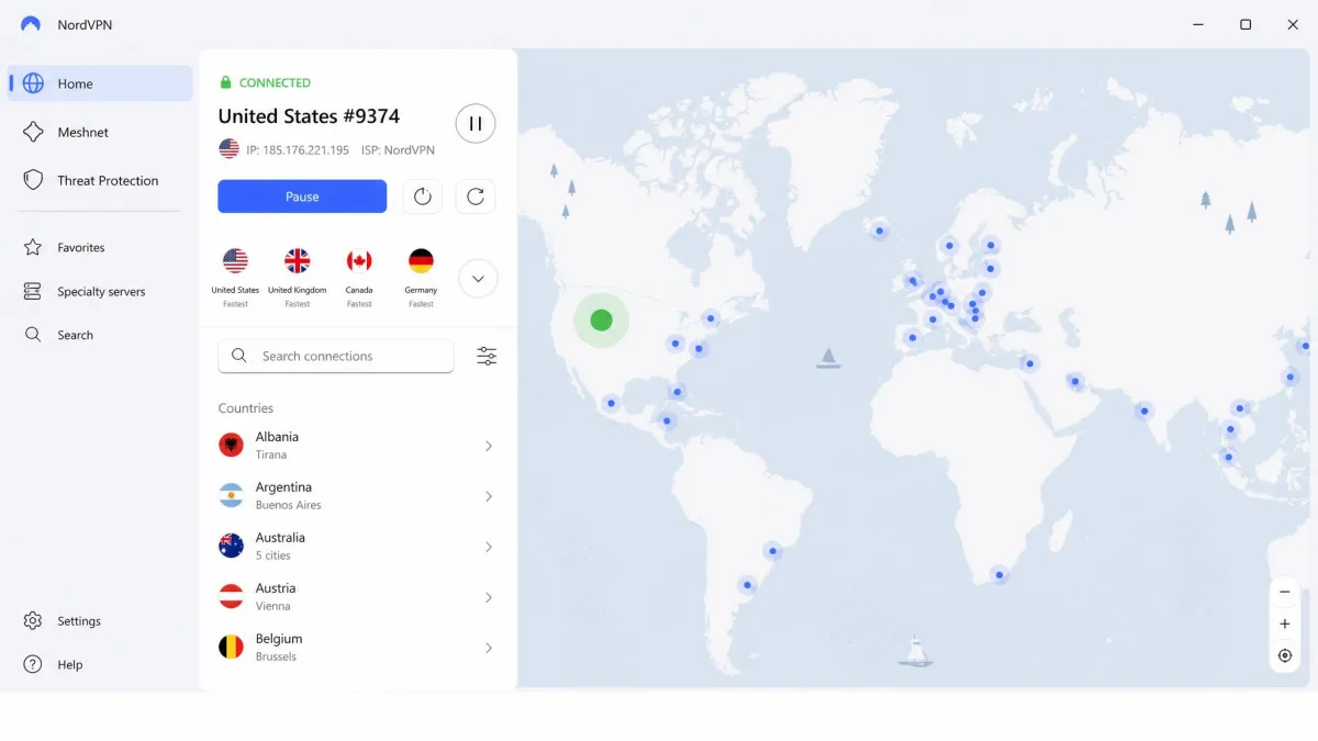 NordVPN screenshot