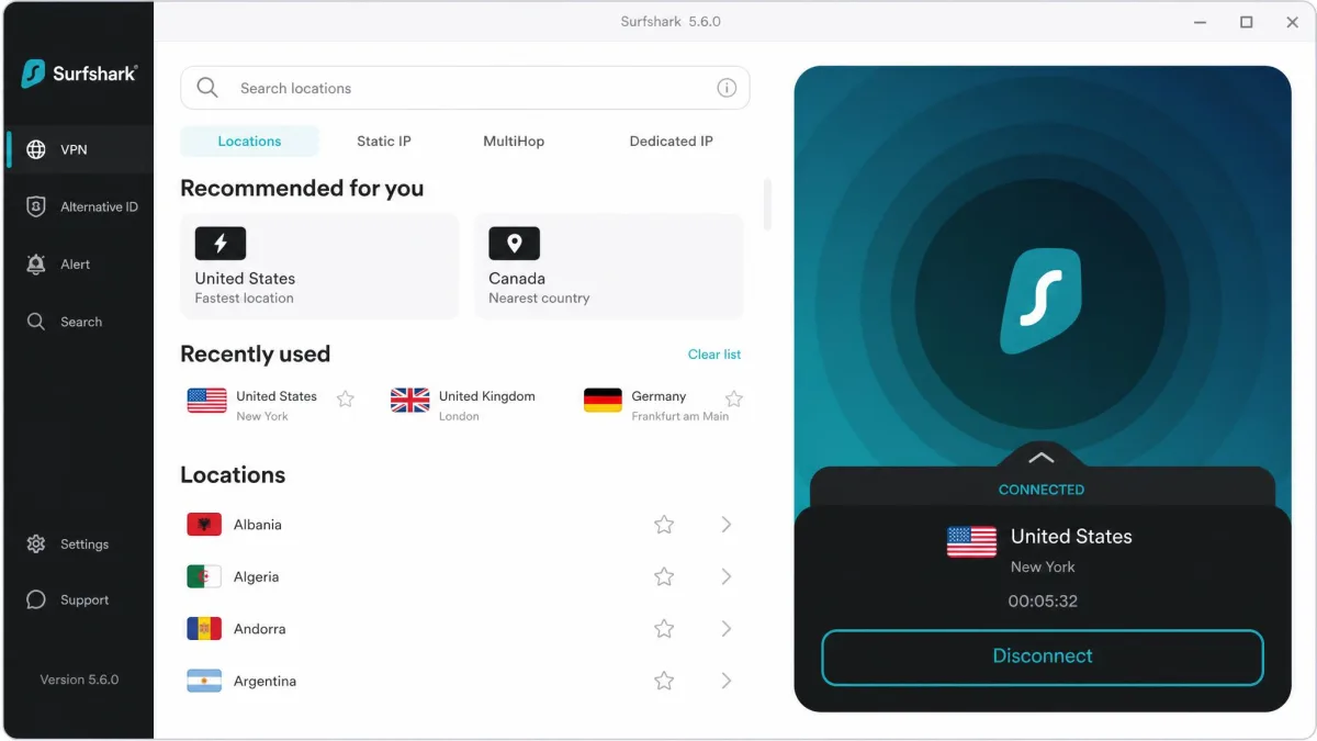 Surfshark screenshot