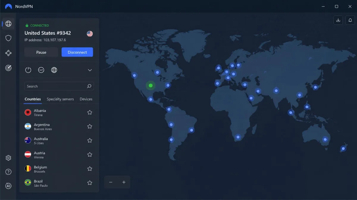 NordVPN screenshot