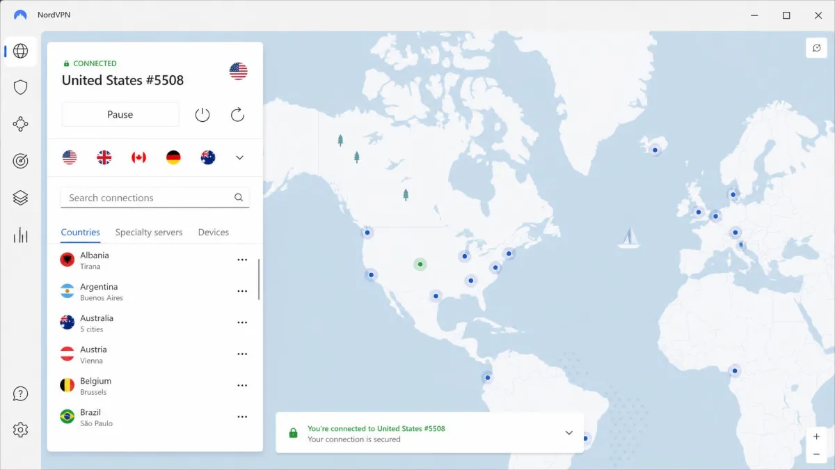NordVPN screenshot
