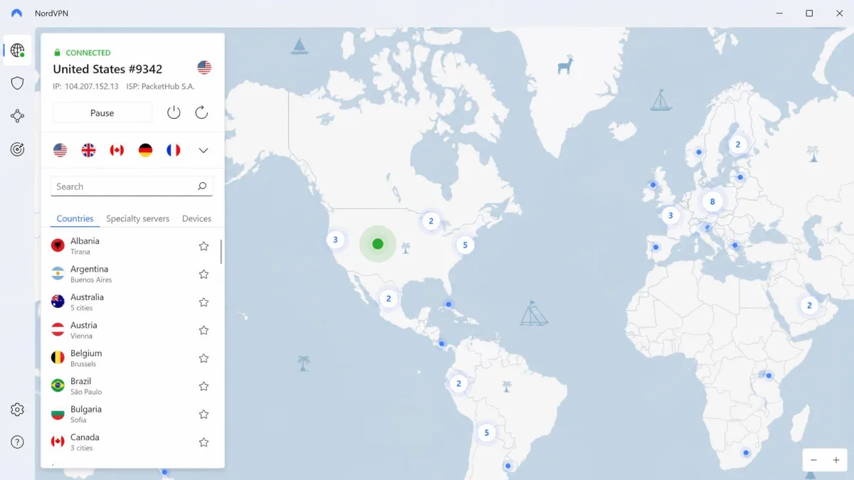 NordVPN screenshot