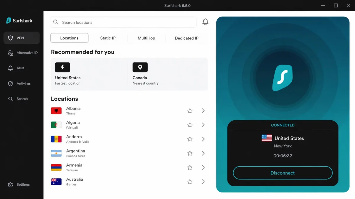 Surfshark screenshot