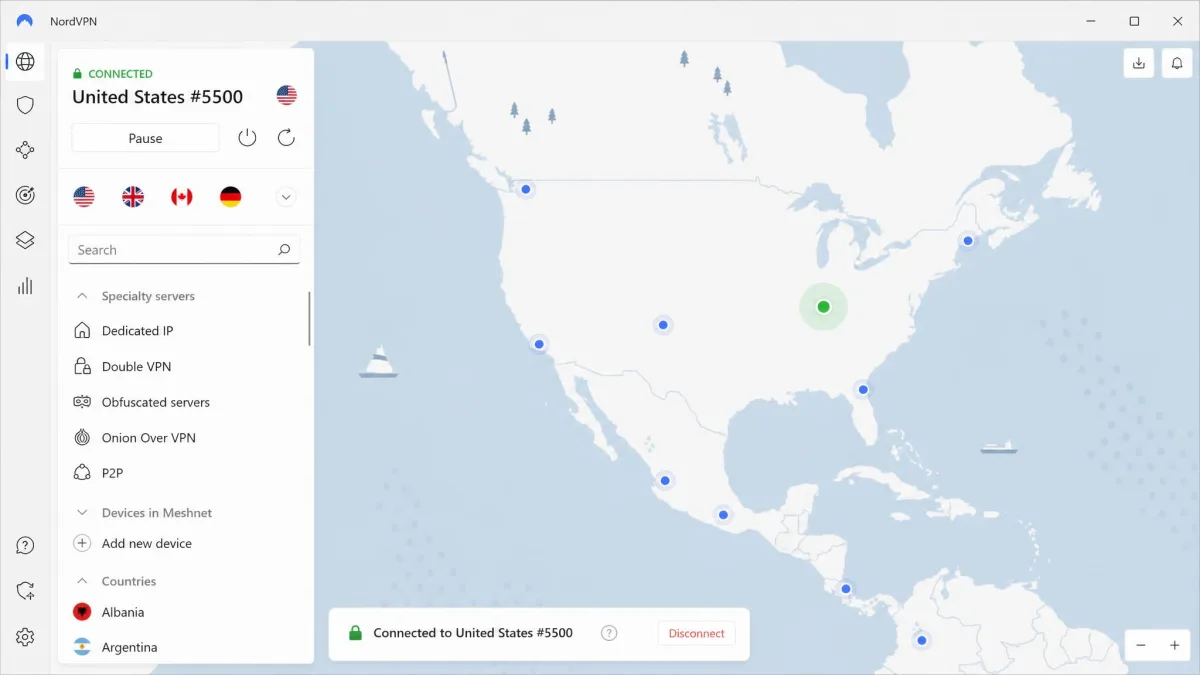 NordVPN screenshot