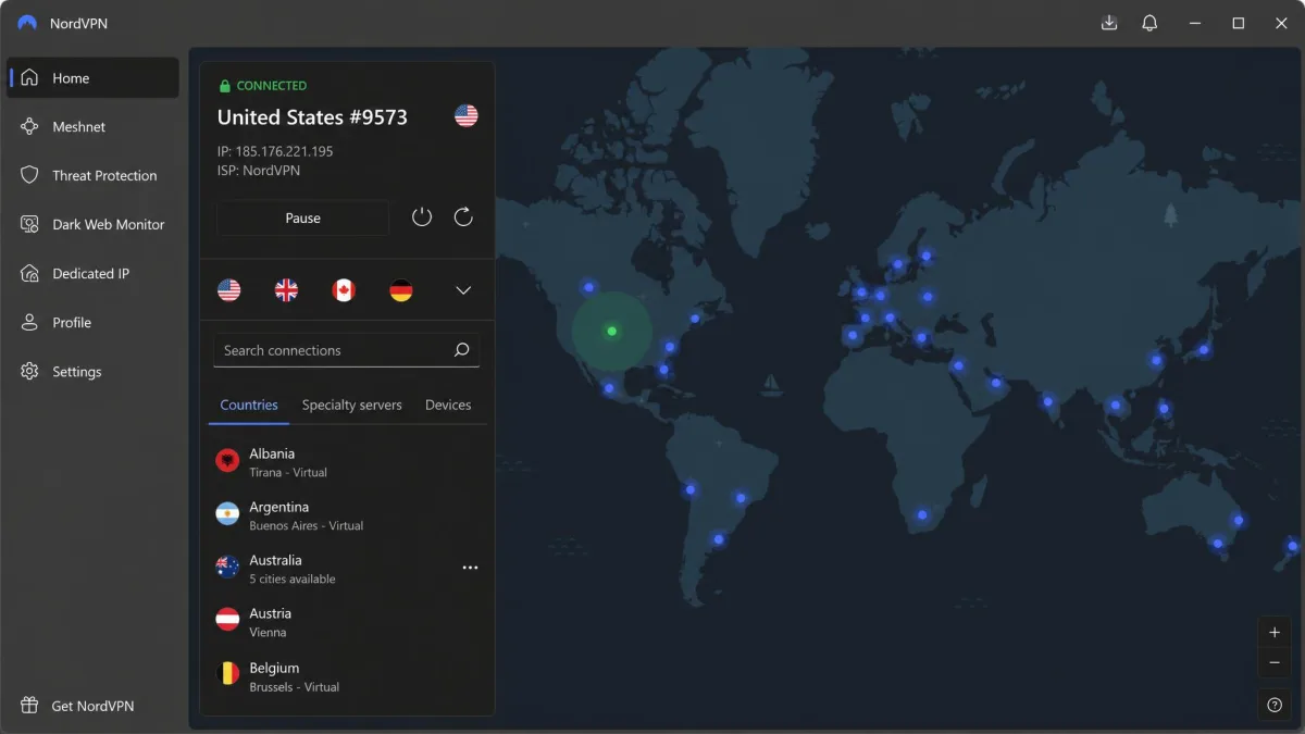 NordVPN screenshot