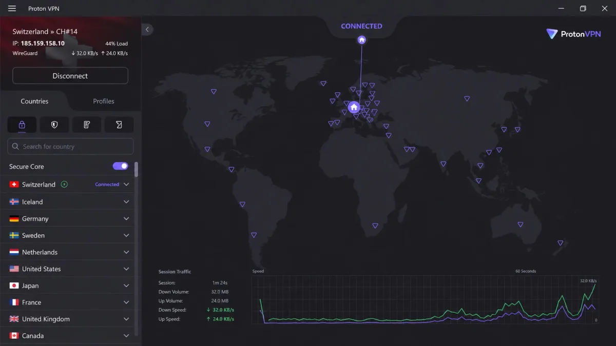 Proton VPN screenshot