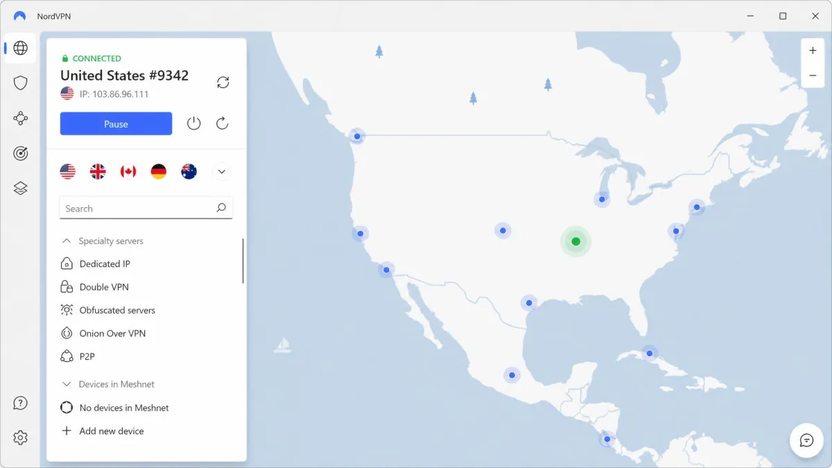 NordVPN screenshot