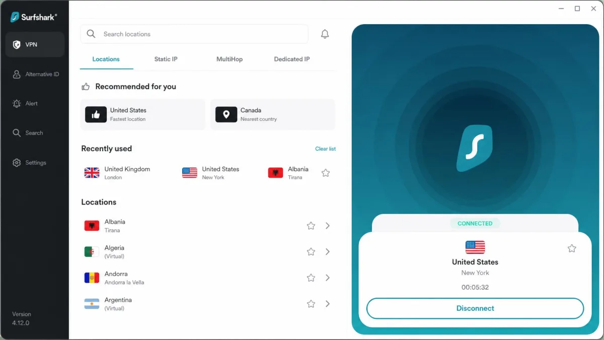 Surfshark screenshot