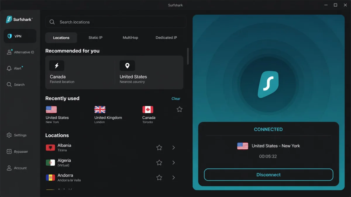 Surfshark screenshot
