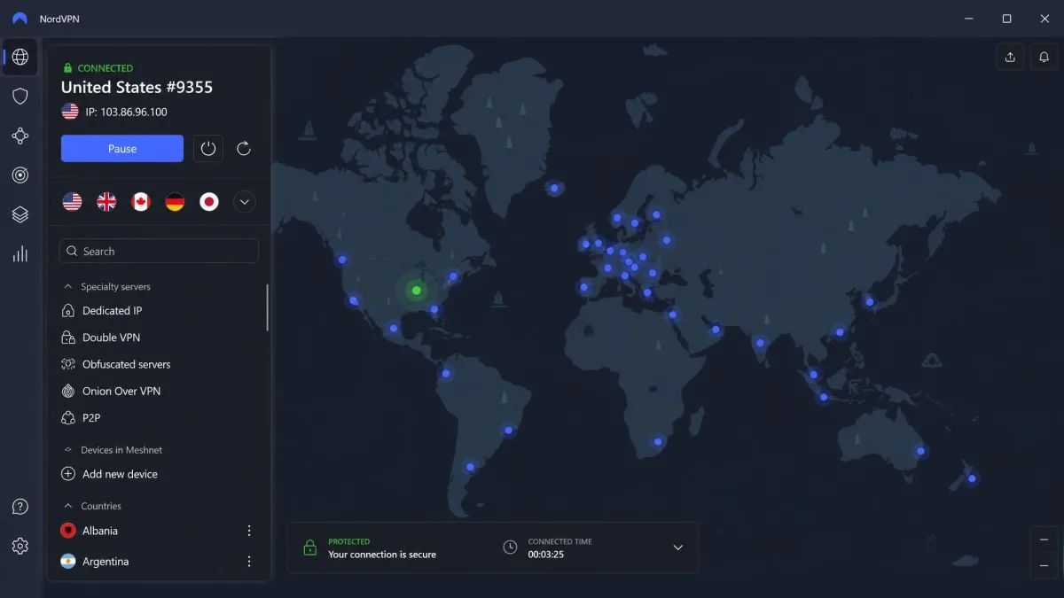 NordVPN screenshot