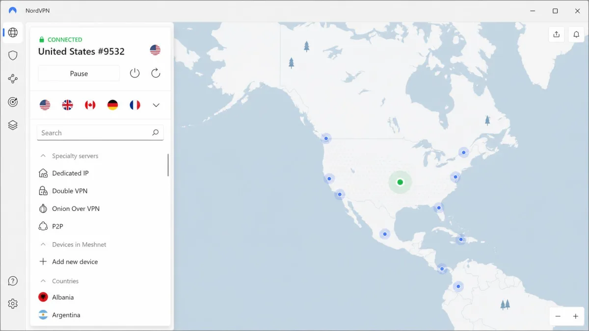 NordVPN screenshot