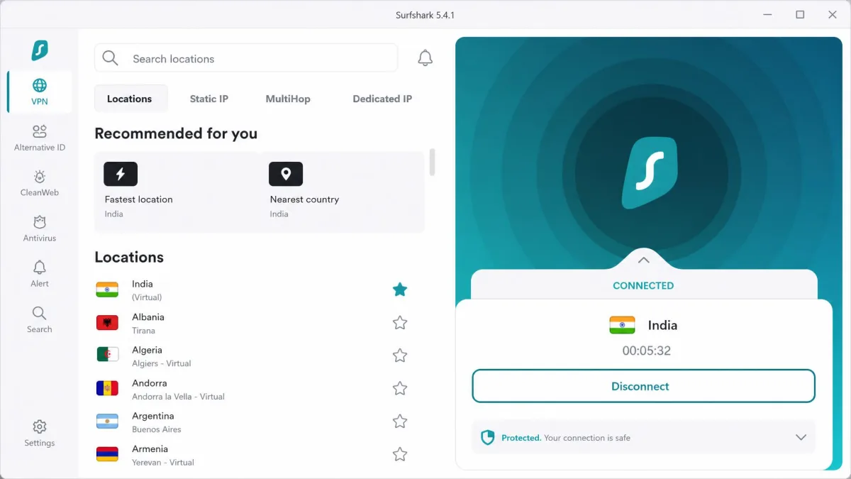 Surfshark screenshot