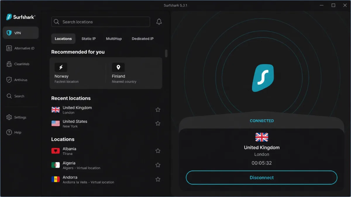 Surfshark screenshot