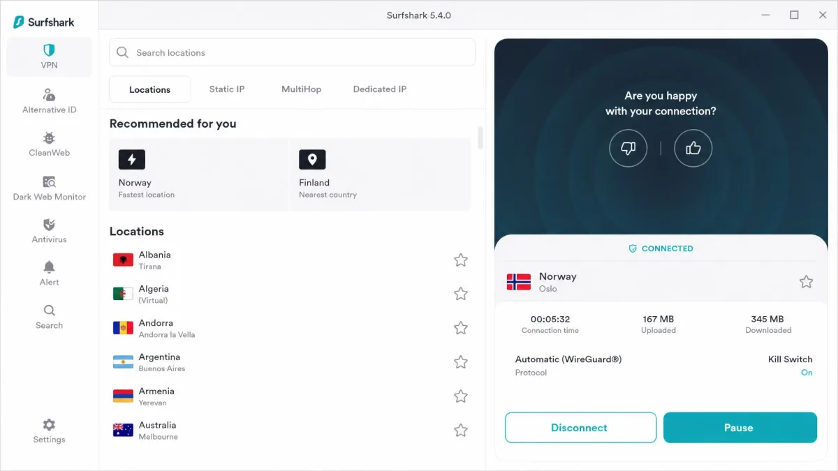 Surfshark screenshot