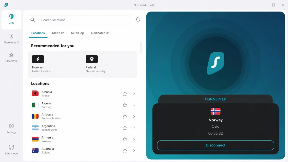 Surfshark screenshot