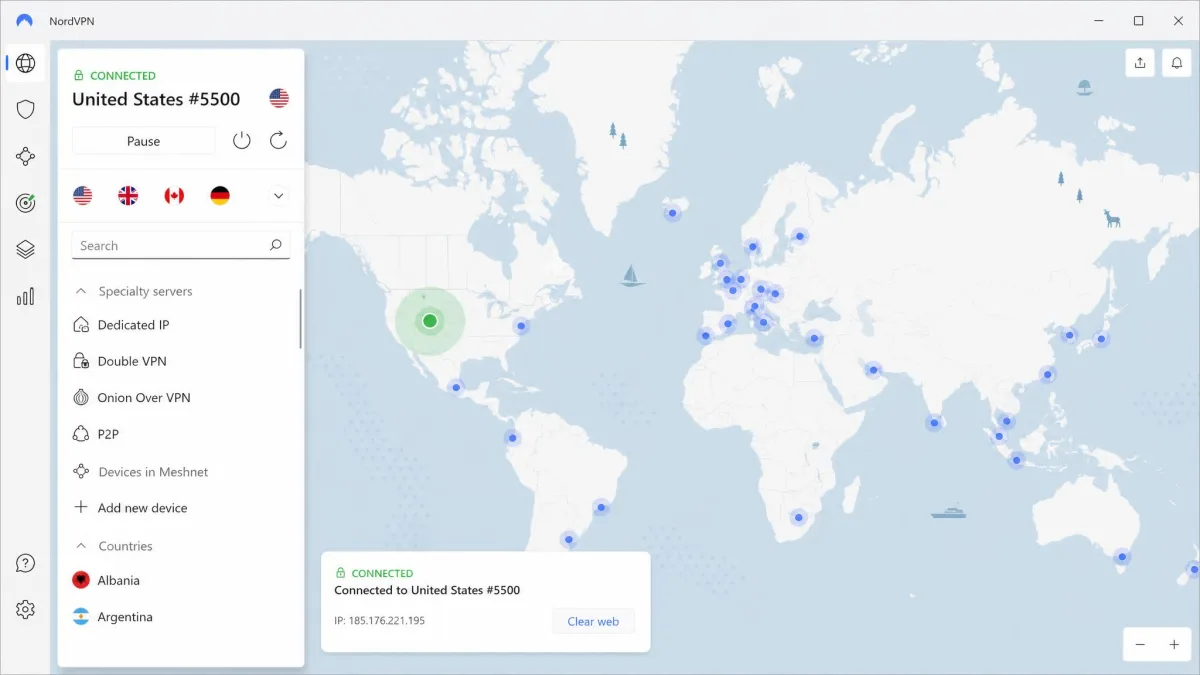 NordVPN screenshot