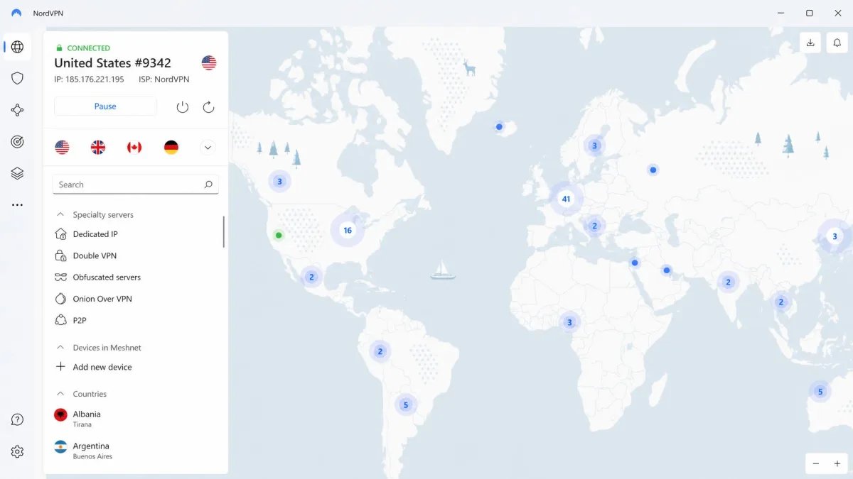 NordVPN screenshot