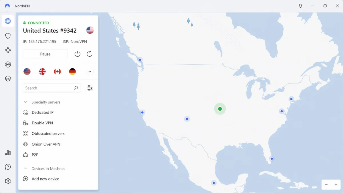 NordVPN screenshot