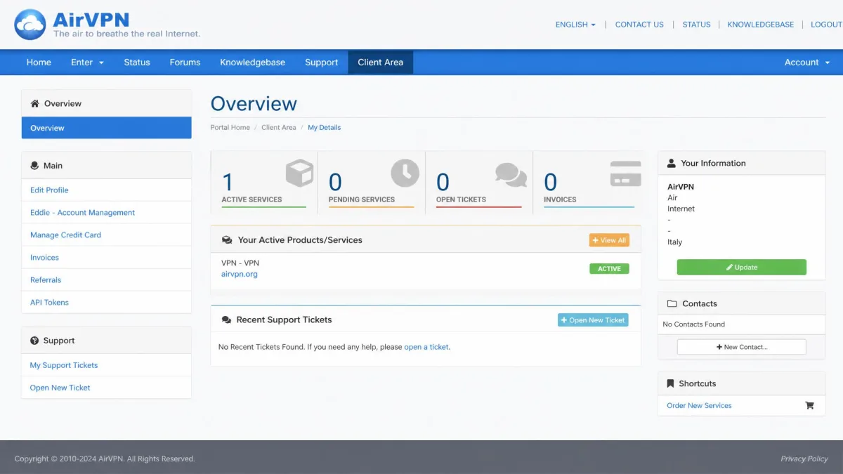 AirVPN screenshot