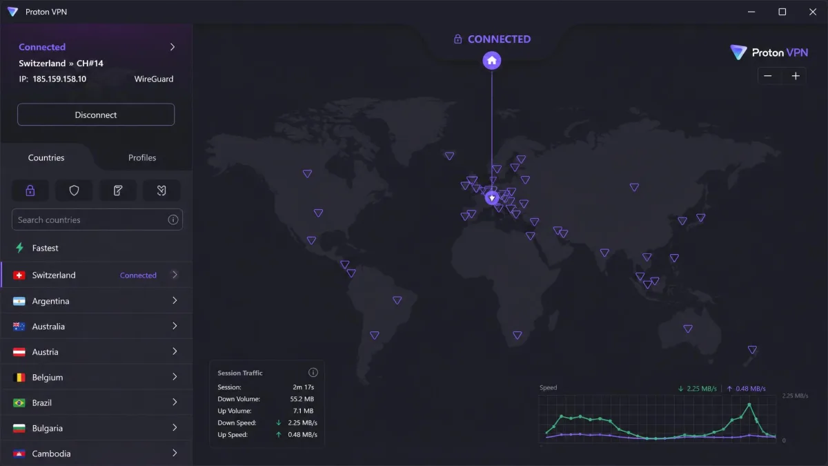 Proton VPN screenshot