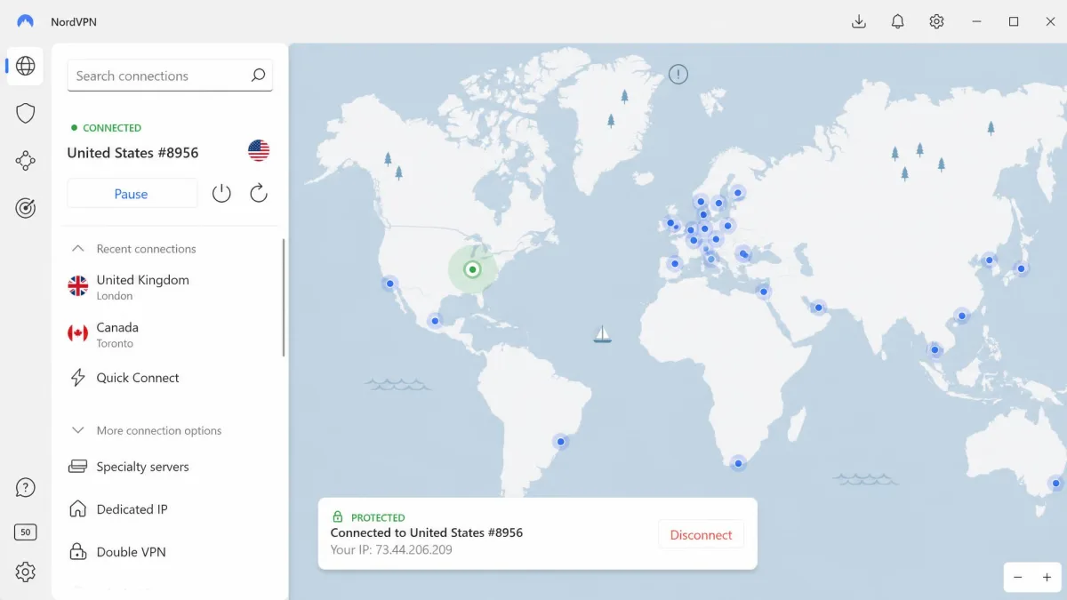 NordVPN screenshot