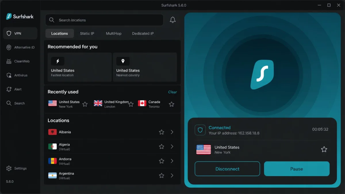 Surfshark screenshot