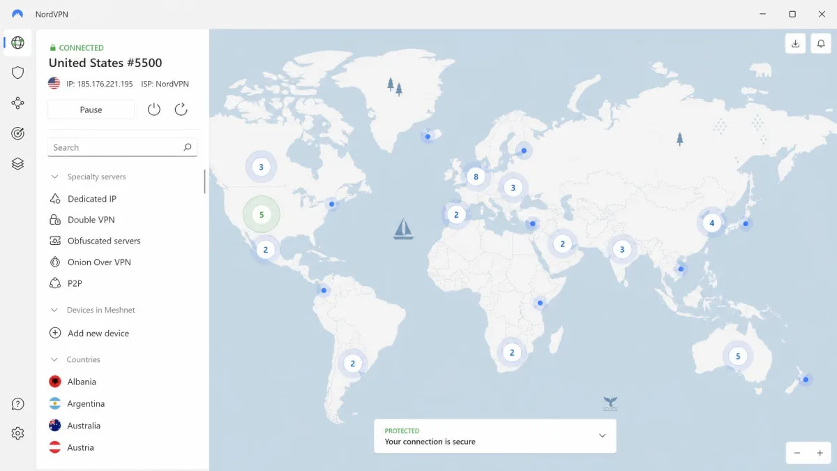 NordVPN screenshot