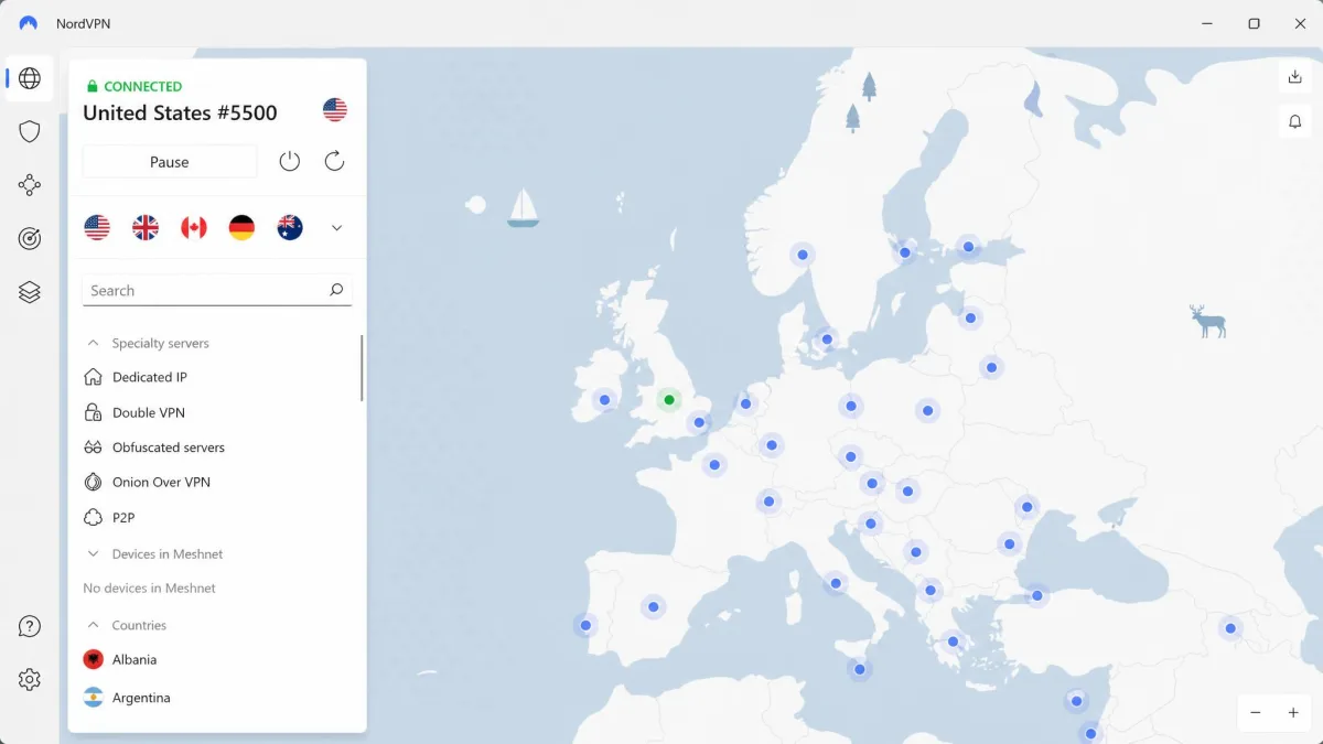 NordVPN screenshot