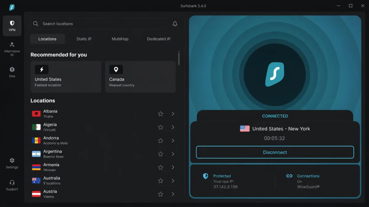 Surfshark screenshot