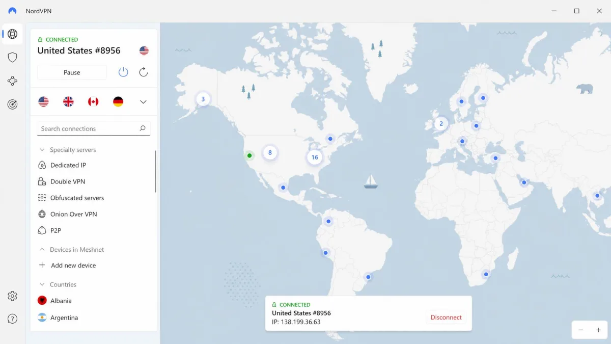 NordVPN screenshot