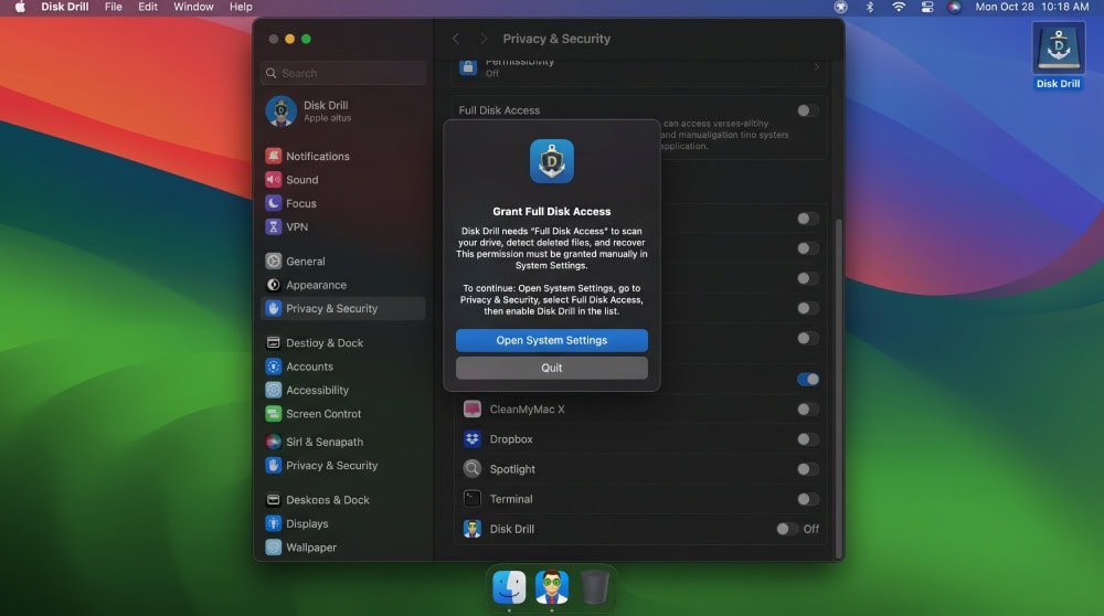 Disk Drill v6 home screen listing connected storage devices including an internal SSD, an external USB drive, and a memory card, each with a Search for lost data button.