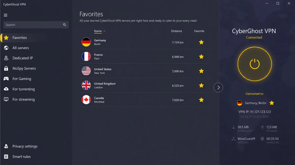 CyberGhost screenshot