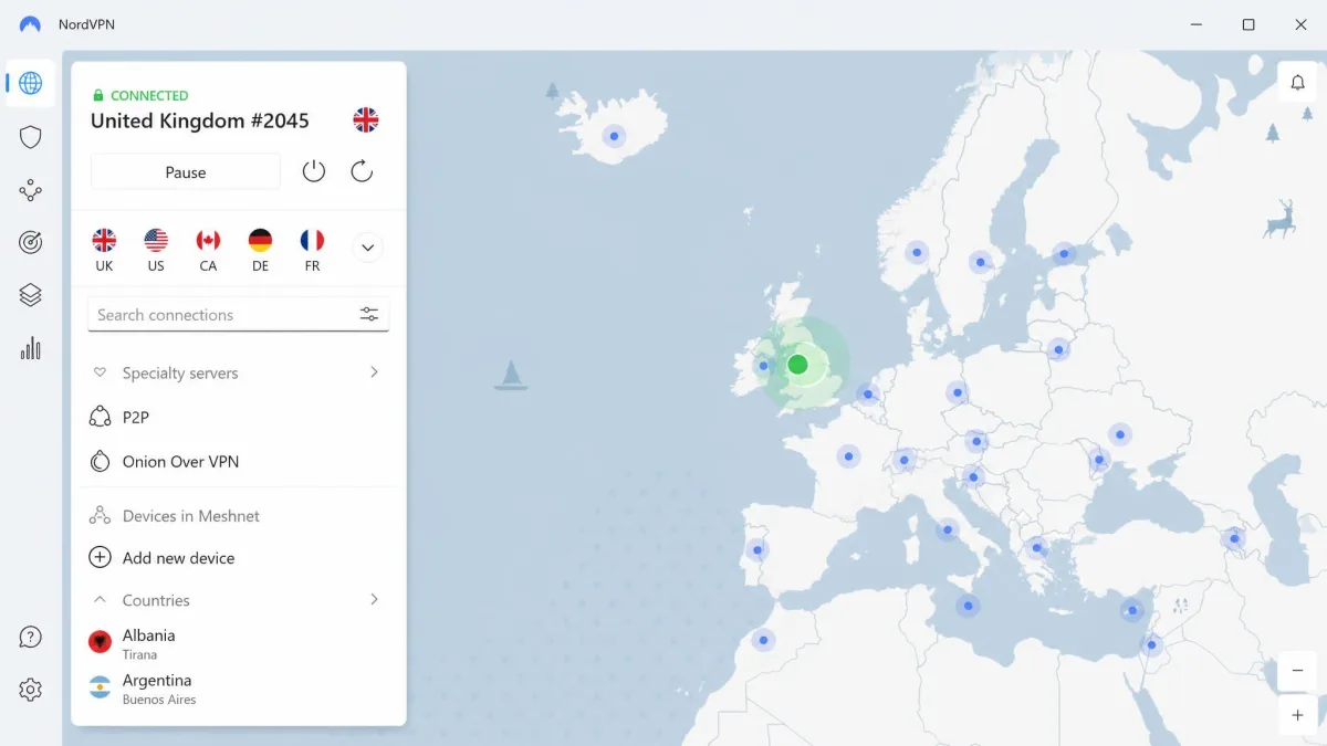 NordVPN screenshot