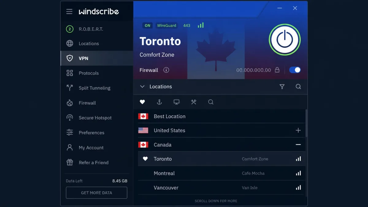Windscribe screenshot