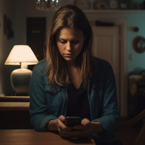 A mother secretly installing spyware