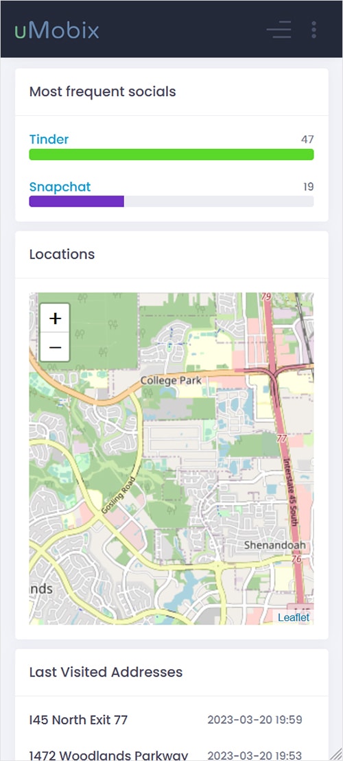 using uMobix tracking with most recent locations displayed