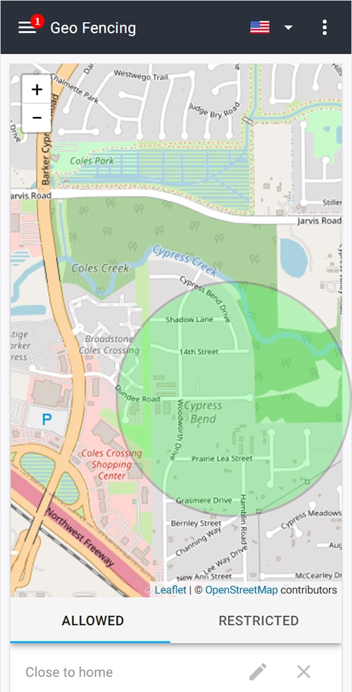 using mSpy's geofencing map to receive alerts when the tracked iPhone goes outside of an approved area