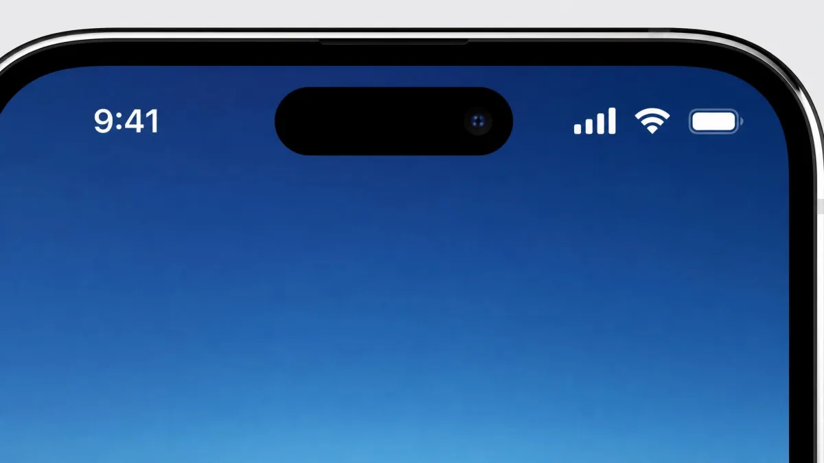 Close-up of an iPhone status bar with no VPN badge present, showing the connection is running over the normal cellular or Wi-Fi network.