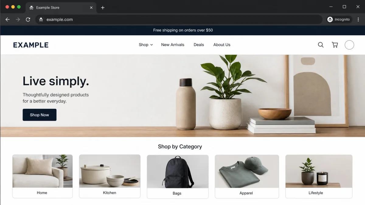 An incognito browser window showing a website loaded while signed out, with no personal account logged in and the account avatar area empty.