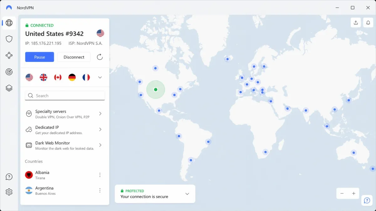 NordVPN screenshot