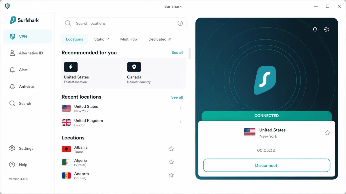 Surfshark screenshot