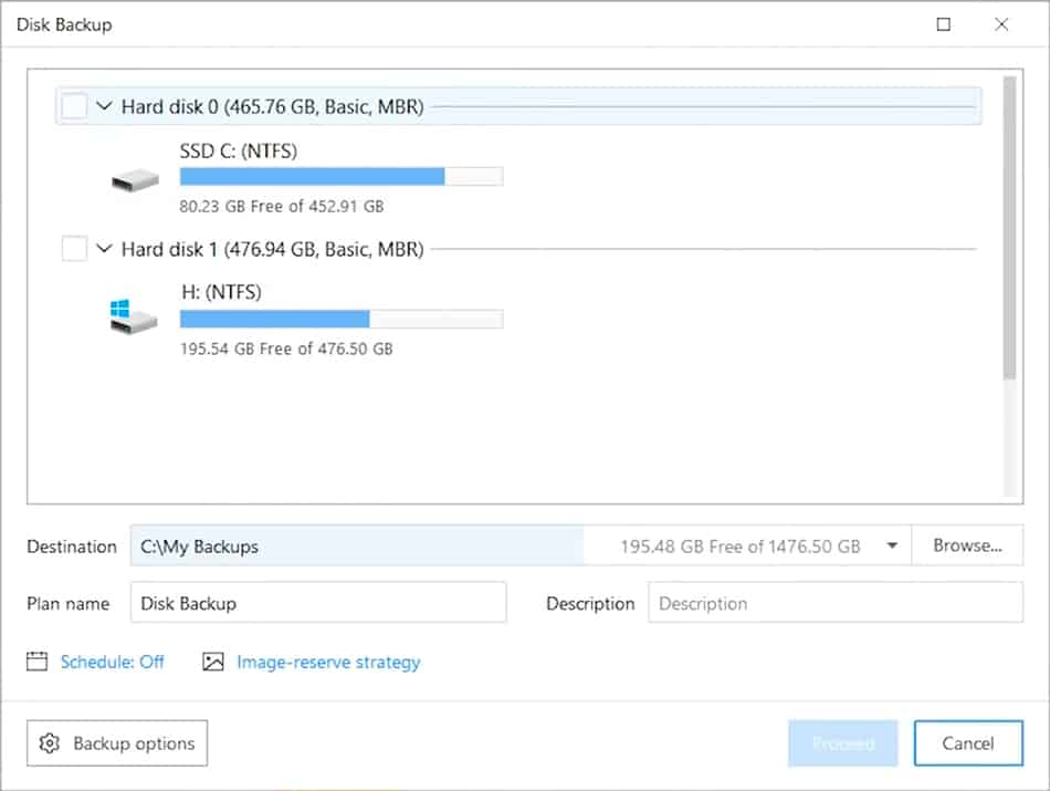 backup dialog in EaseUS Todo Backup