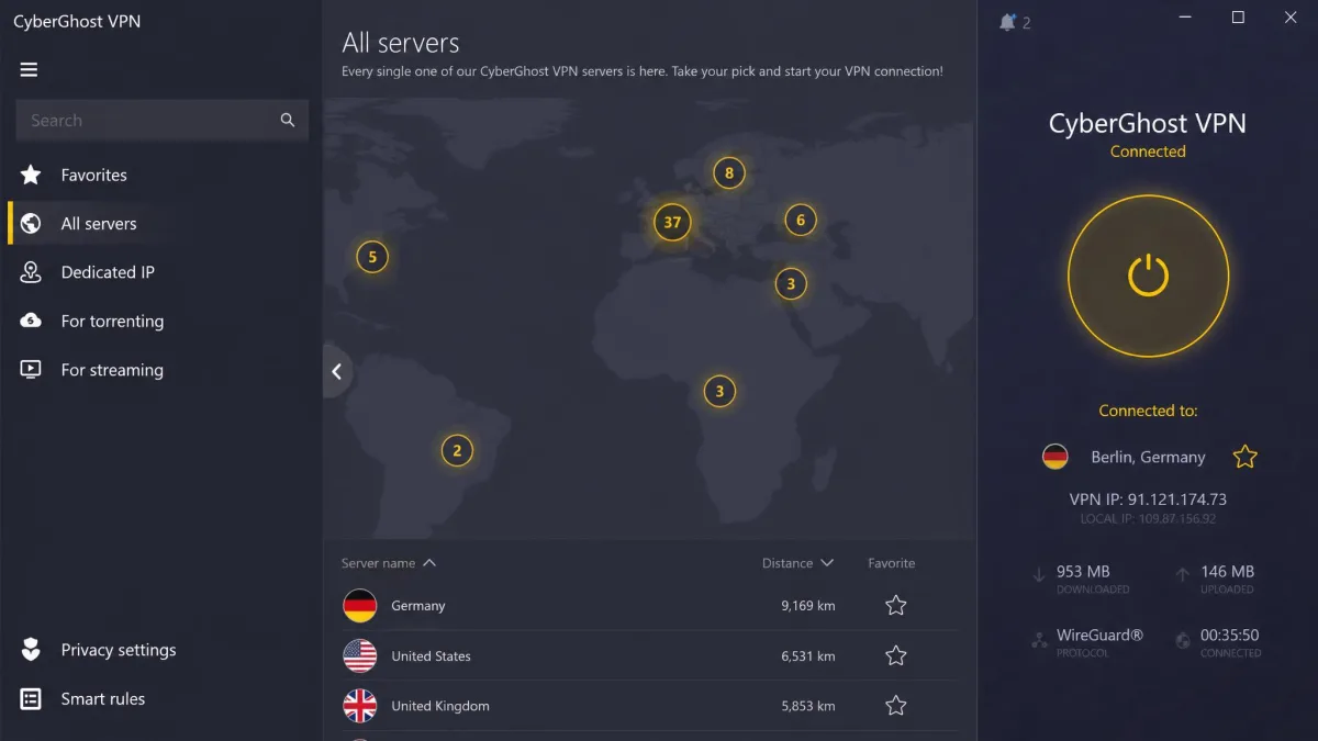 CyberGhost screenshot