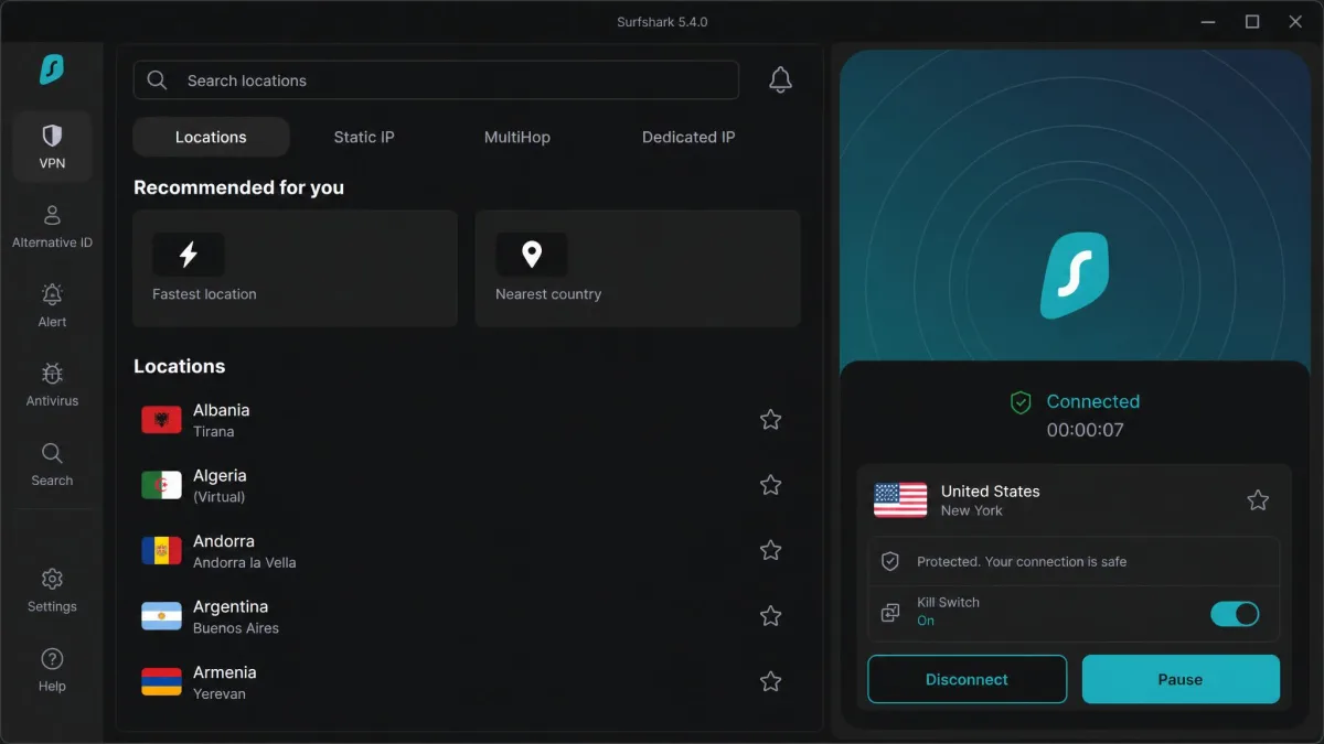 Surfshark screenshot