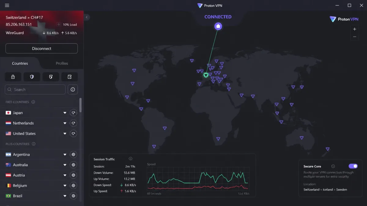 Proton VPN screenshot