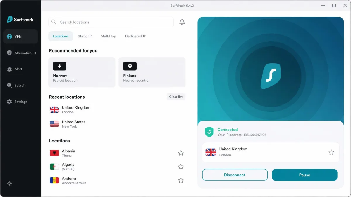 Surfshark screenshot
