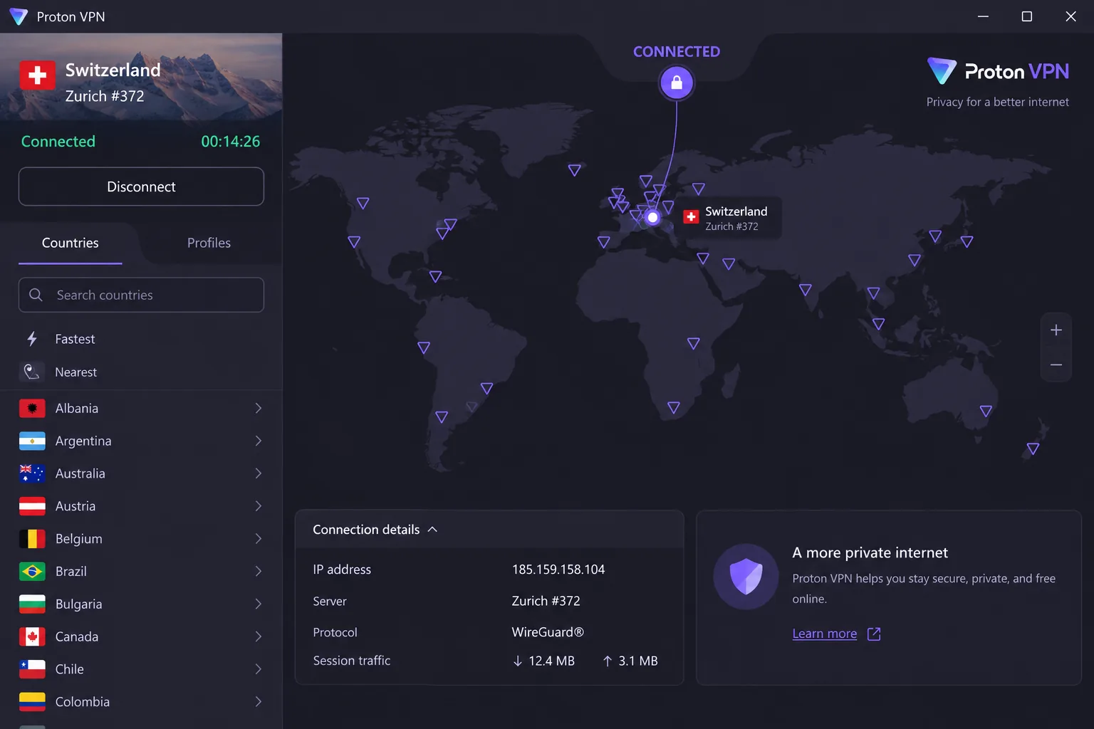 Proton VPN screenshot