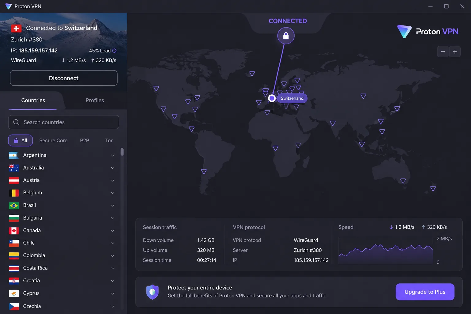 Proton VPN screenshot