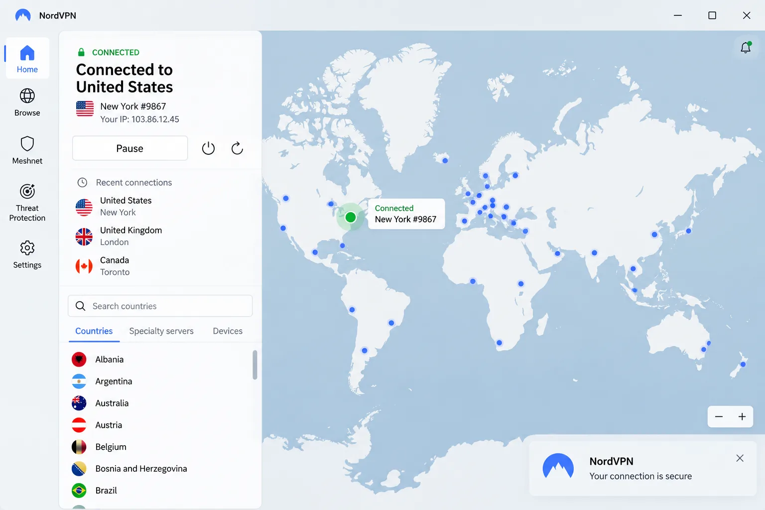 NordVPN screenshot
