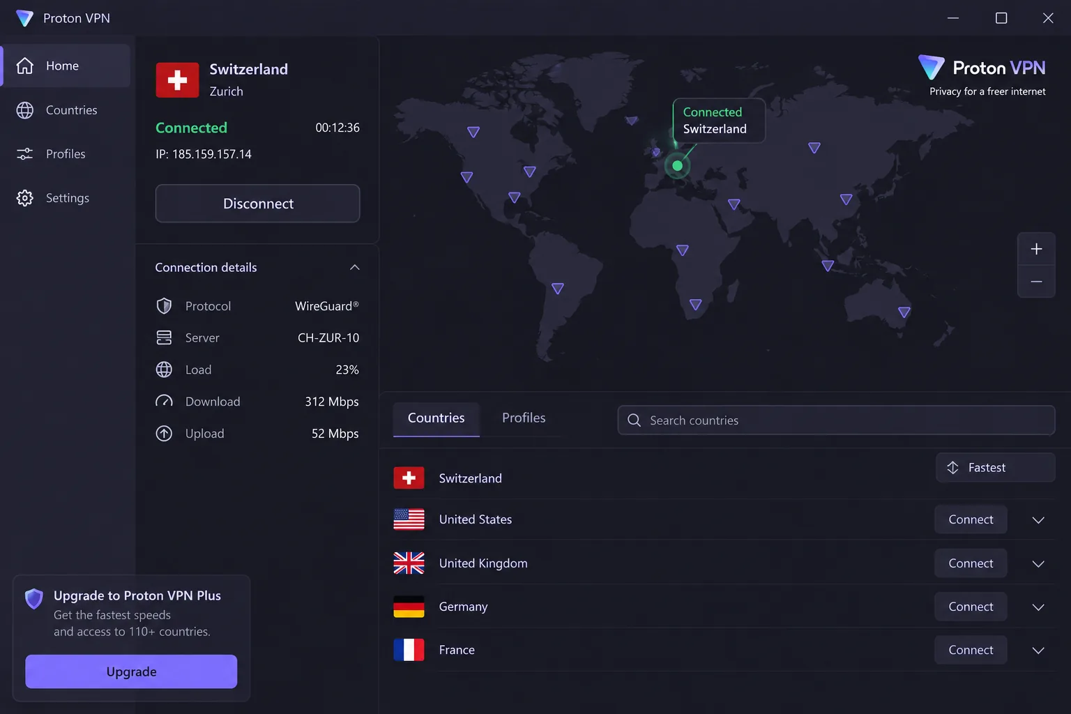 Proton VPN screenshot